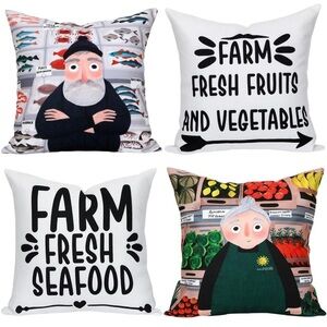 Rustic Farmhouse Linen Pillow Covers 18x18 Set of 4 NWT